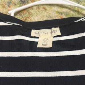 Happily Grey Black and White Striped Women's Top